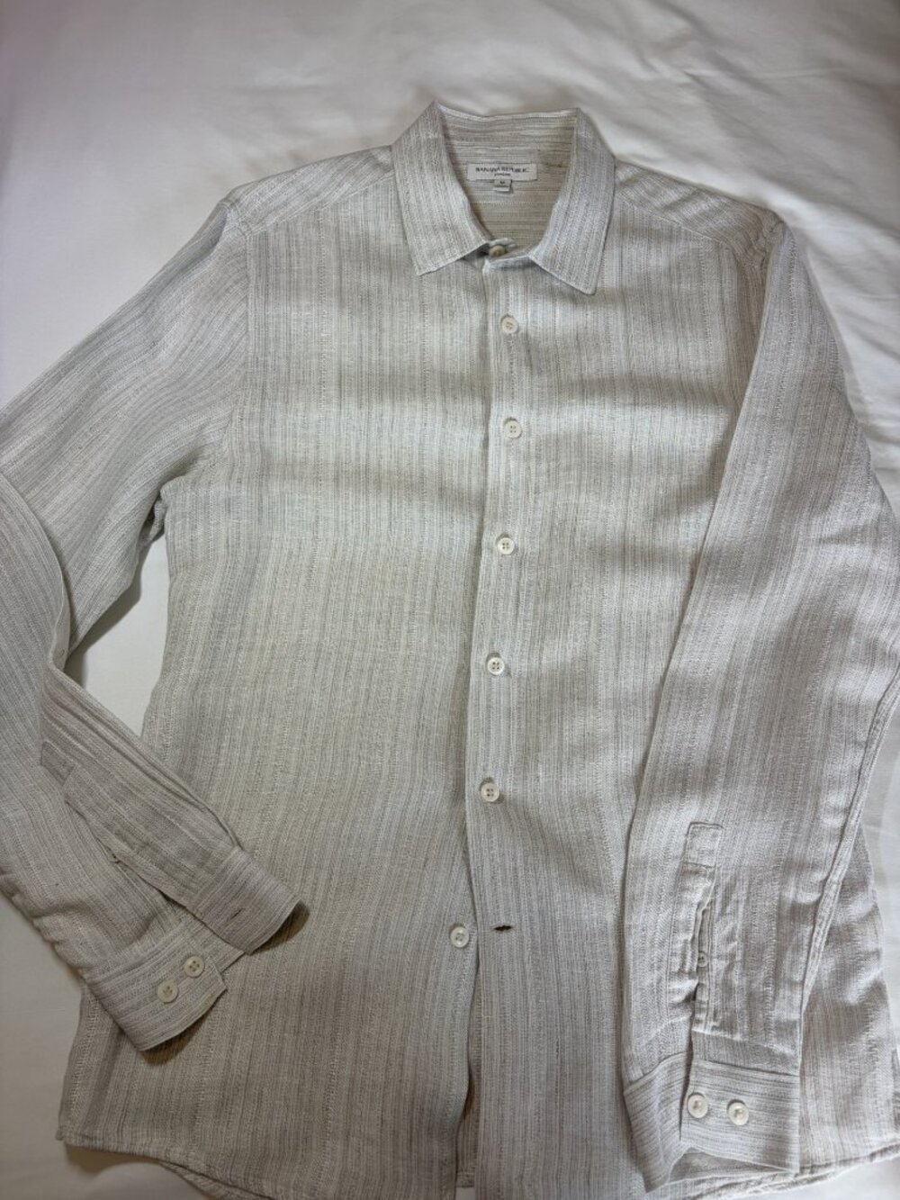 Banana Republic Men's Linen Long Sleeve Button Up Shirt Medium Beige